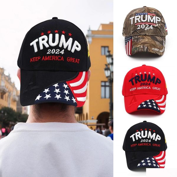 Partyhüte Präsident Donald Trump 2024 Hut Camouflage Baseball Ball Caps Frauen Herren Designer Snapback US Flag Maga Anti Biden Summe Dhrir