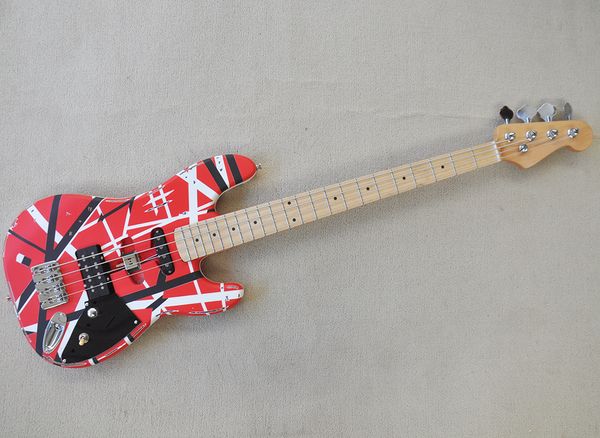 4 Strings Relic Red Red Electric Bassi Guitar com Fingerboard de Maple Stripe pode ser personalizado como solicitação