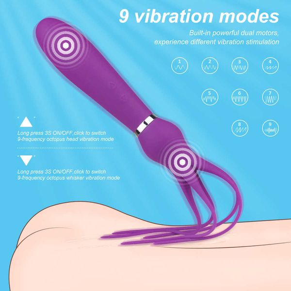 Articoli di bellezza Geekis SM Slave Frusta Fetish Sculacciata BDSM G-Spot Vibratore Stimolatore del clitoride Forma di polpo Giocattoli sexy per la masturbazione femminile