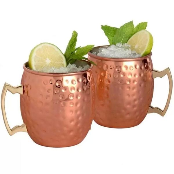 Canecas Copper Copper Stainless Beer Coffee Cup de Moscou ME Rose Gold Garrafas de água martelada Drinkwarware FY4717 SXMY5 DROP DAPLE