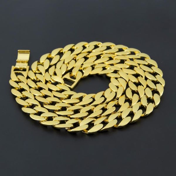 Correntes Hip Hop grossa Link cubano link masculino Color de prata dourada longa 30 polegadas Colar para mulheres Acessórias de jóias de rapper Presente Presente
