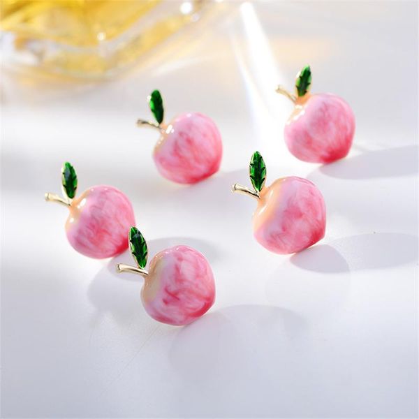 Broschen Pins 2023 Kleine Designer für Frauen Marke Schöne Rosa Emaille Obst Pfirsich Brosche Pin Schmuck Dame Kleidung Broche