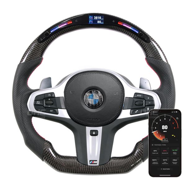 Roda de condução de estilo de carro Real Fiber de carbono LED VOLO COMPATÍVEL PARA BMW G15 F40 G20 G30 G01 G11 G05 X3 X5 8 1 3 5 7 Série