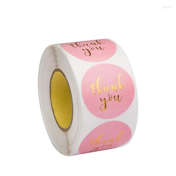 Подарочная упаковка розовая золотая наклейки с фольгой спасибо, печать конверты, ящик для конфет, 500шт/рулон