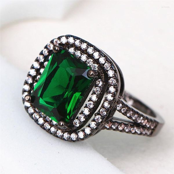 Anéis de casamento 1 peça preto azul azul vermelho verde branco quadrado zircão feminino de alta qualidade para joias de dedo manual Tamanho do presente6 7 8 9 10