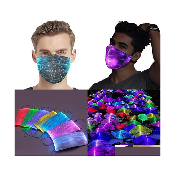 Maschere per feste Maschera luminosa di Halloween con filtro Pm2.5 7 colori Faccia a led incandescente per il festival di Natale Masquerade Rave Drop Delivery Dhgeu