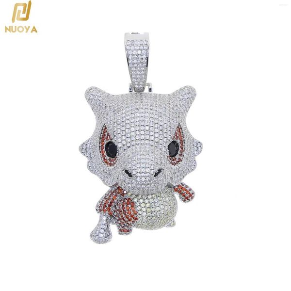 Collane con ciondolo Hip Hop Bling Iced Out Collana con ciondoli drago cartoon con pietra zircone per uomo donna Gioielli rapper Catena con corda libera