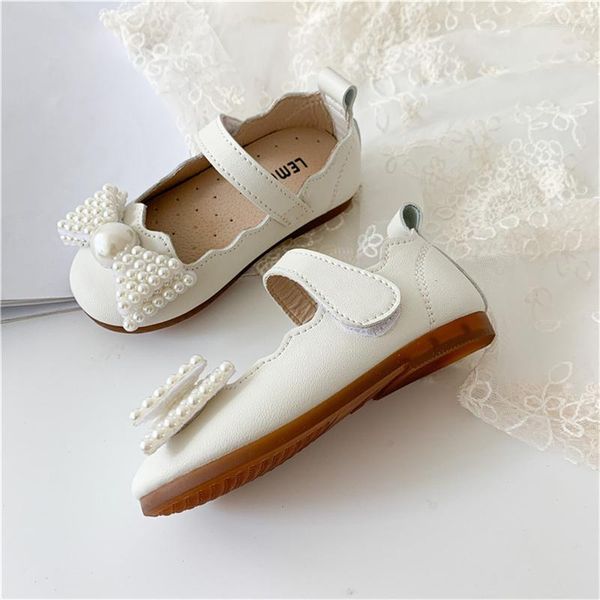 CUZULLAA Scarpe Basse per Bambini 1-6 Anni Bambina Principessa Dolce Fiocco con Fiocco di Perle Ballerine Bambino Antiscivolo Taglia Unica 21-30