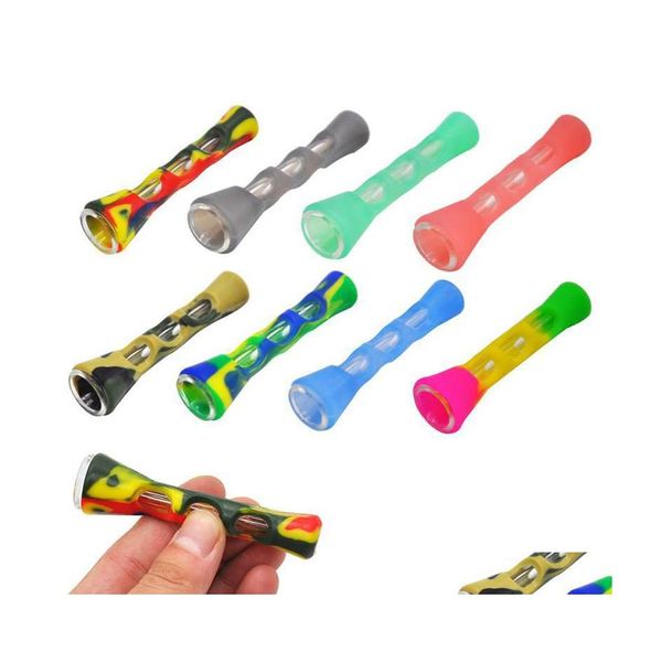 Rauchpfeifen Sile Pipe Glasbongs 3,4 Zoll Zigarette Hand tragbare Mini-Tabak-Zigarettenhalter Drop Lieferung Hausgarten Hous Dhkuo