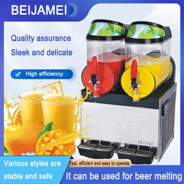 Beijamei 10L 15L Doppelzylinder Slushie Machine Automatische Getränkspender Juicer Getränk Granisierungsschnee Smoothie Slush Maker für Geschäft