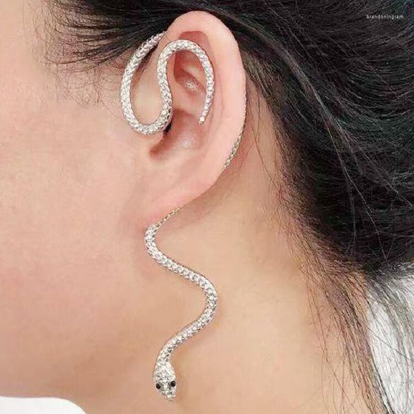 Hoop Ohrringe Trend 2023 Schlange Form Frauen Weibliche Kristall Gold Silber Farbe Metall Tropfen Für Ohr Manschette