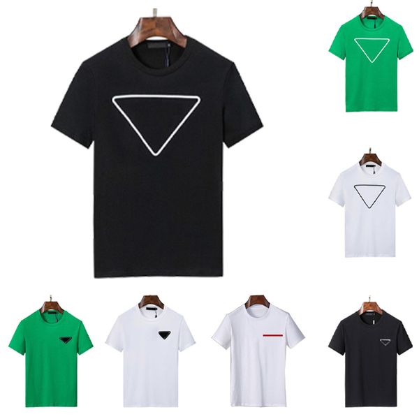 Camisetas masculinas Bolsa de grife Estampa da moda Manga curta Cor sólida Respirável Ajuste fino Gola redonda Camiseta feminina Preto e branco Verde