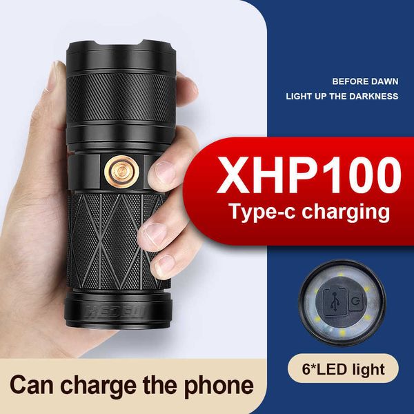 Taschenlampen Taschenlampen XHP100 Leistungsstarke LED-Taschenlampe XHP90.2 Taktische Taschenlampe 18650 Wiederaufladbares Blitzlicht USB