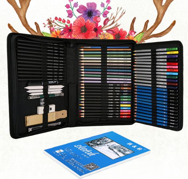 Das neueste 71-teilige Skizzen-Farbmalstift-Set, wasserlösliche Metallfarbe, Bleikunstgemälde, viele Stile zur Auswahl, unterstützt individuelles Logo