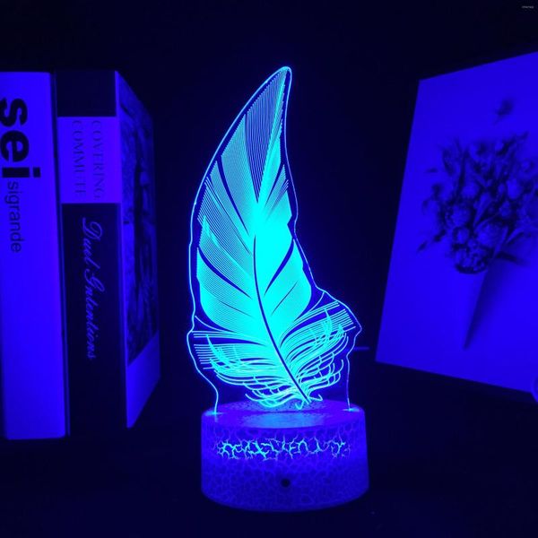 Luci notturne 3D LED Light Feather Touch Remote Contro Lampada colorata Tavolo in acrilico per la decorazione dell'atmosfera della stanza del regalo di compleanno