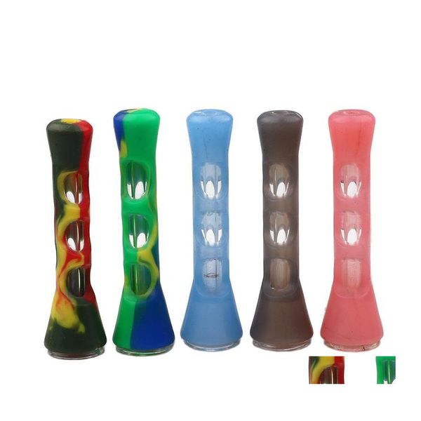 Rauchpfeifen Sile Rohrglas Bongs Zigarette Hand tragbare Mini -Tabakzigaretten Halter 6 Farben Drop Lieferung Hausgarten Househ DHV4U