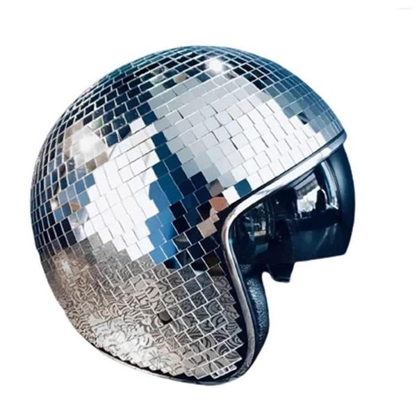 Capacetes de motocicleta Glitter Mirror Glass Disco Ball Hat Decor com viseira retrátil impressionante