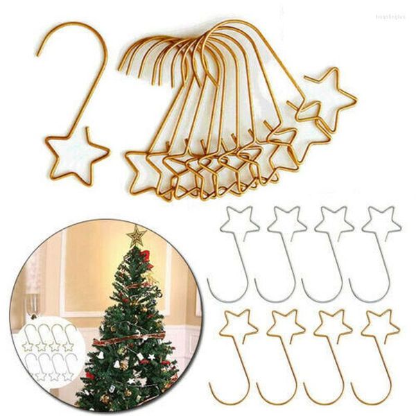 Decorazioni natalizie 20pcs/set a forma di stella s-hook 2 colori gollo in metallo d'argento ghirlanda ghirlanda a sospensione a sospensione Ornament