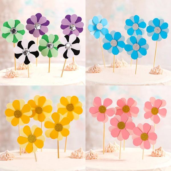 Праздничные поставки Другая вечеринка 6pcs/Set Cake Cupcake Topper Flags Детский детский душ