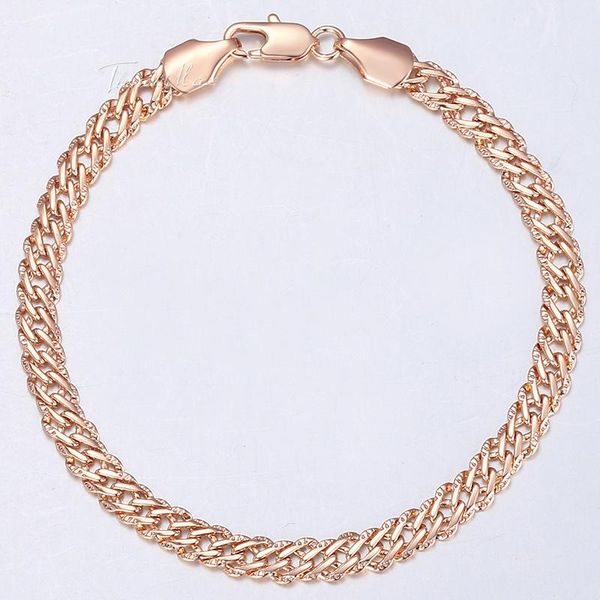 Bracelets de link Bracelete feminina Cadeia venitiana cheia de ouro rosa para mulheres 5mm 18-23cm GB428
