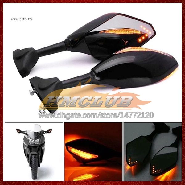 2 x Motorrad-LED-Blinker, Seitenspiegel für Suzuki Katana GSX750F GSXF750 03 04 05 06 07 2003 04 2005 2006 2007, Carbon-Blinker, Rückspiegel, 6 Farben