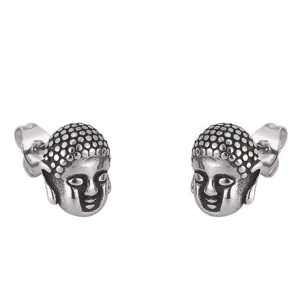 Orecchini per borchie Fashion inossidabile acciaio Buddha Head for Women Men Geometric Party Ear Gioielli Punk Accessori retrò regalo PD0795