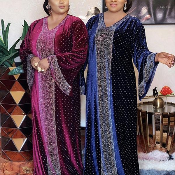 Roupas étnicas KK Luxo Veludo Abaya Kimono Dubai 2023 Mulheres Muçulmanas Kaftan Africano Plus Size Boubou Hijab Vestido Elegante Lady Islam