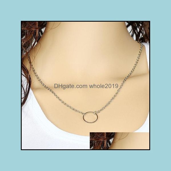 Colares pendentes de colar de círculo exclusivo Lariat Women Women Jewlery Sier Gold Chain Plated Drop Long Delivery Jóias Pingentes Dheeh