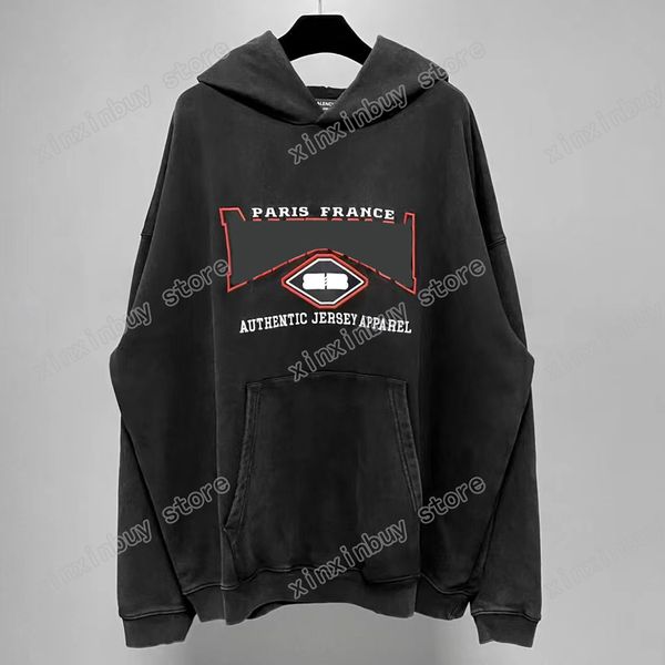 Xinxinbuy Men Designer Capuz do moletom Paris Red Letters Border