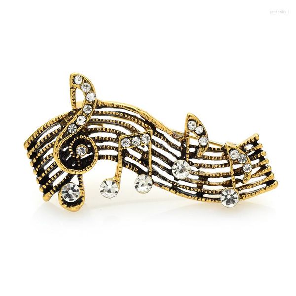 Spille Wulibaby Vintage Music Note per donna uomo 2 colori strass amante festa ufficio spilla regali