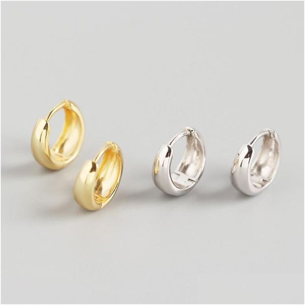 Silber Frauen Ohrringe 100 925 Sterling Silber Breite Oberfläche Stud Ohrring/Gold Farbe Weibliche Kreis Hoop Drop Lieferung Schmuck feine Dhtwe