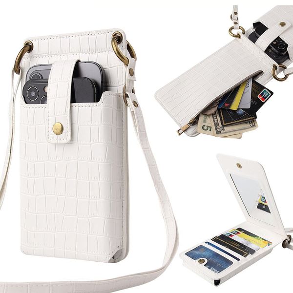 Taglie di cellulare Texture Crocodile Women Telefon Bag della spalla Crossbody Cash Mini Fashion Retro Forma per Xiami iPhone Huawei Samsung