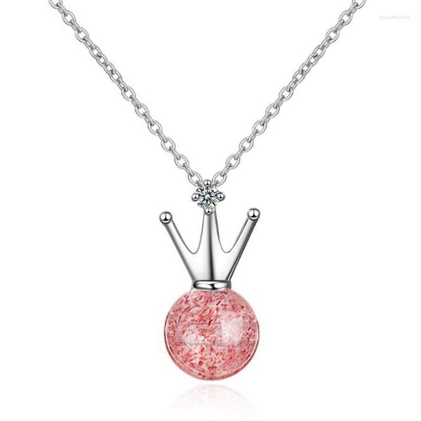 Collane con ciondolo Ragazza Fragola Cristallo Creativo Bellissimo corvo Gioielli placcati argento Donne semplici XZN028