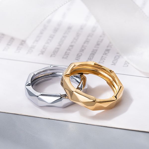 Klassischer Damen-Herrenring der Marke G aus Edelstahl, einfache Paarringe, 18 Karat vergoldetes Silber, goldene Farben, modischer Damen-Verlobungsschmuck, Jubiläumsgeschenk