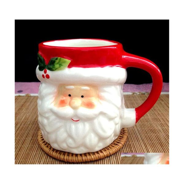 Canecas Ano Gingerbread Man Papai Noel Copo de ￡gua Presente de Christmas Cer￢mica Tabela de Caneca Decora￧￣o de Coffeeas Droga Droga Home Garden Ki Dhrlq