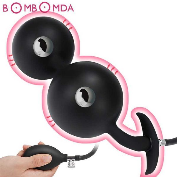 Erwachsene Massagegeräte aufblasbare Analstecker Build-In Metal Ball Expandable Dildo Pumpe Butt Dilatator Sexspielzeug für schwule Prostata-Massage Anus