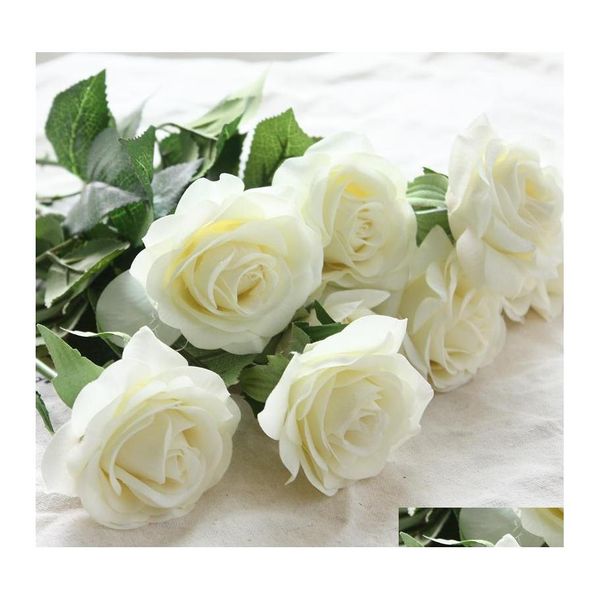 Dekorative Blumen Kr￤nze 10 St￼ck/Set Dekor Rose k￼nstliche Seidenblumen Latex Echtes Touch Hochzeit Bouquet Home Party Design Drop del dhbjf