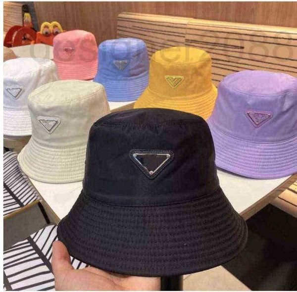 Caps de bola Designer Nylon Bucket Hat para homens e mulheres Moda Ladies Mens Autumn Summer Triangle Metal Sun Hats New Spring Fisherman Drop Ship Iamx