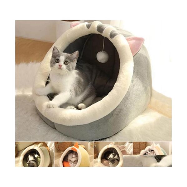 Camas de gato m￳veis cama doce portadores de cesta de animais de estima￧￣o aconchegante cancelada tenda de almofada de almofada para casa muito macia para c￣es para washa dhbqx