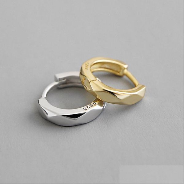 Silber Authentischer 925 Sterling Silber Schmuck Neues Weißgold / 18 Karat Farbe Mini Geometrische runde Kreisohrringe Statement-Creolenohrring Dro Dhljy