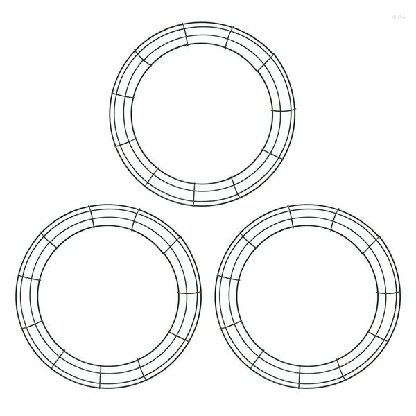 Декоративные цветы 3 упаковка круглый металлический венок -рама 16 -дюймовые проволочные кольца DIY Macrame Цветочные ремесла для домашней стены праздничные украшения продвижение по службе
