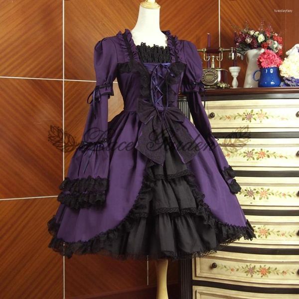 Casual Kleider Sommer Frauen Viktorianisches Lolita Kleid Damen Abend Party Bandage Spitze Rüschen Gothic Verbindungsärmel Kostüm