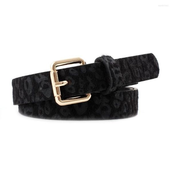 Celra Mulheres Cinturão Leopardo Princo de Horse Horavo Cabelo Fuche Wide Strap Strap fêmea Couro de Decoração de Vestido Vintage