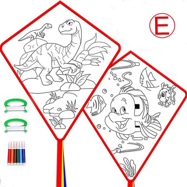 S per bambini che producono decorazioni sfuse da colorare pacchetto fai da te blank animale dipinte di kite include maniglia e linea 0110