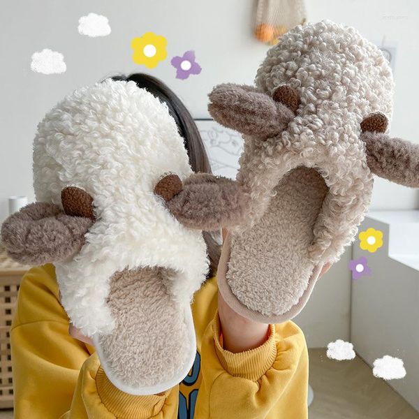 Slippers lindas orelhas de ovelhas luxuos