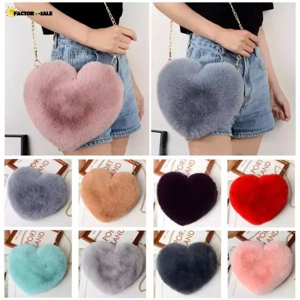 San Valentino Gilrs Candy Colors One-Shoulder Bags Favore di partito Cute Love Heart Shape-bag Plush Fashion Lovely Oblique span bag ss0110