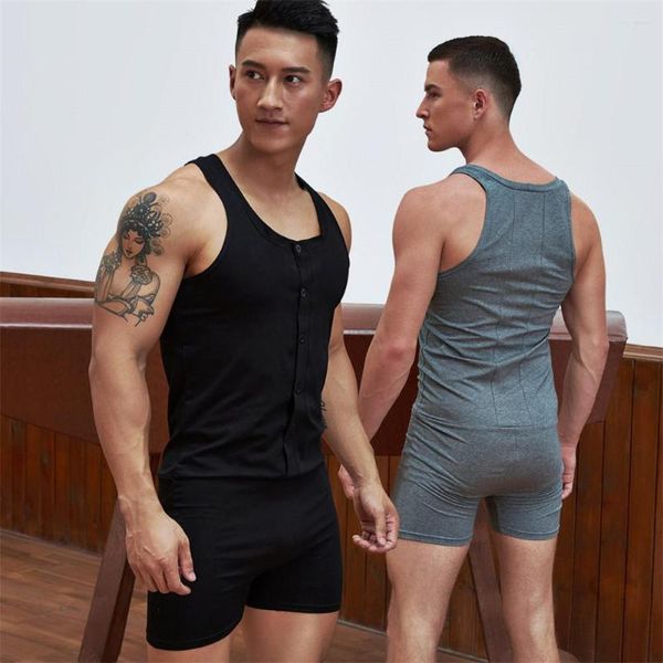 Saltações de algodão Men Men cueca Bodysuit Shaper Shaper Gay Sleepwear Slimmation Corset Undershirt Shapewear Sports Sports Sungsuit