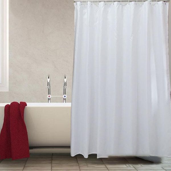 Tende da doccia Decorazioni per la casa semplici Tinta unita Tenda impermeabile bianca Tessuto in poliestere per bagno Bagno Decorazione El con ganci