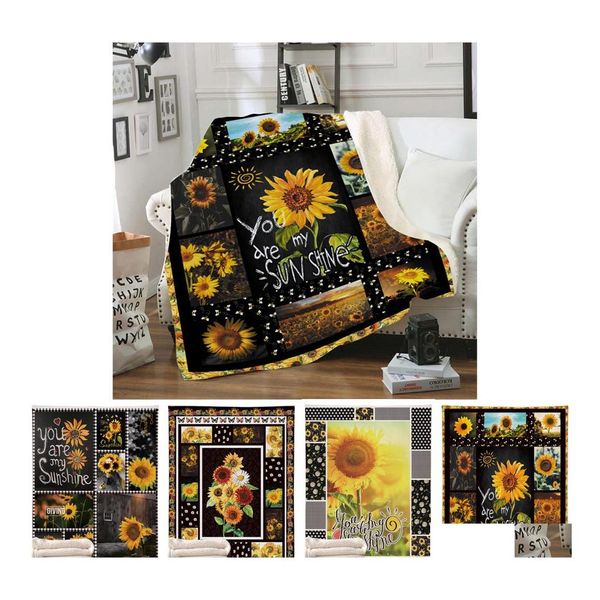 Decken Softbatfy Sonnenblume Fleece werfen Decken Sofa Bettw￤sche Drop Ship Lieferung Hausgarten Textilien Dhnwa