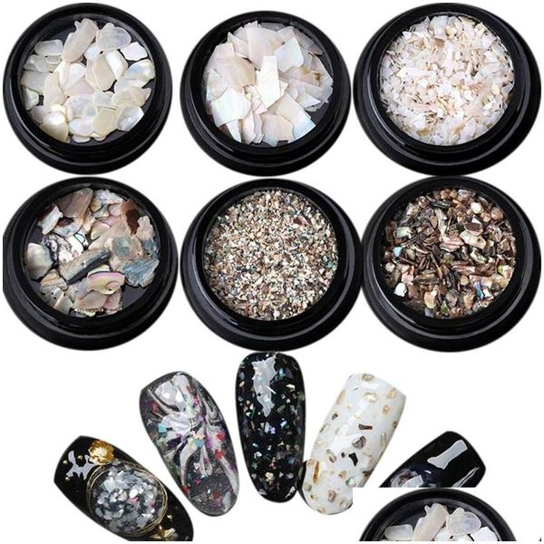 Aufkleber Abziehbilder 7 Teile/satz Natürliches Licht Nagel Muschelscheiben Partikel Zerkleinerte Muschel Maniküre-set Kunst Glitter Dekoration Werkzeuge Drop Dhwim